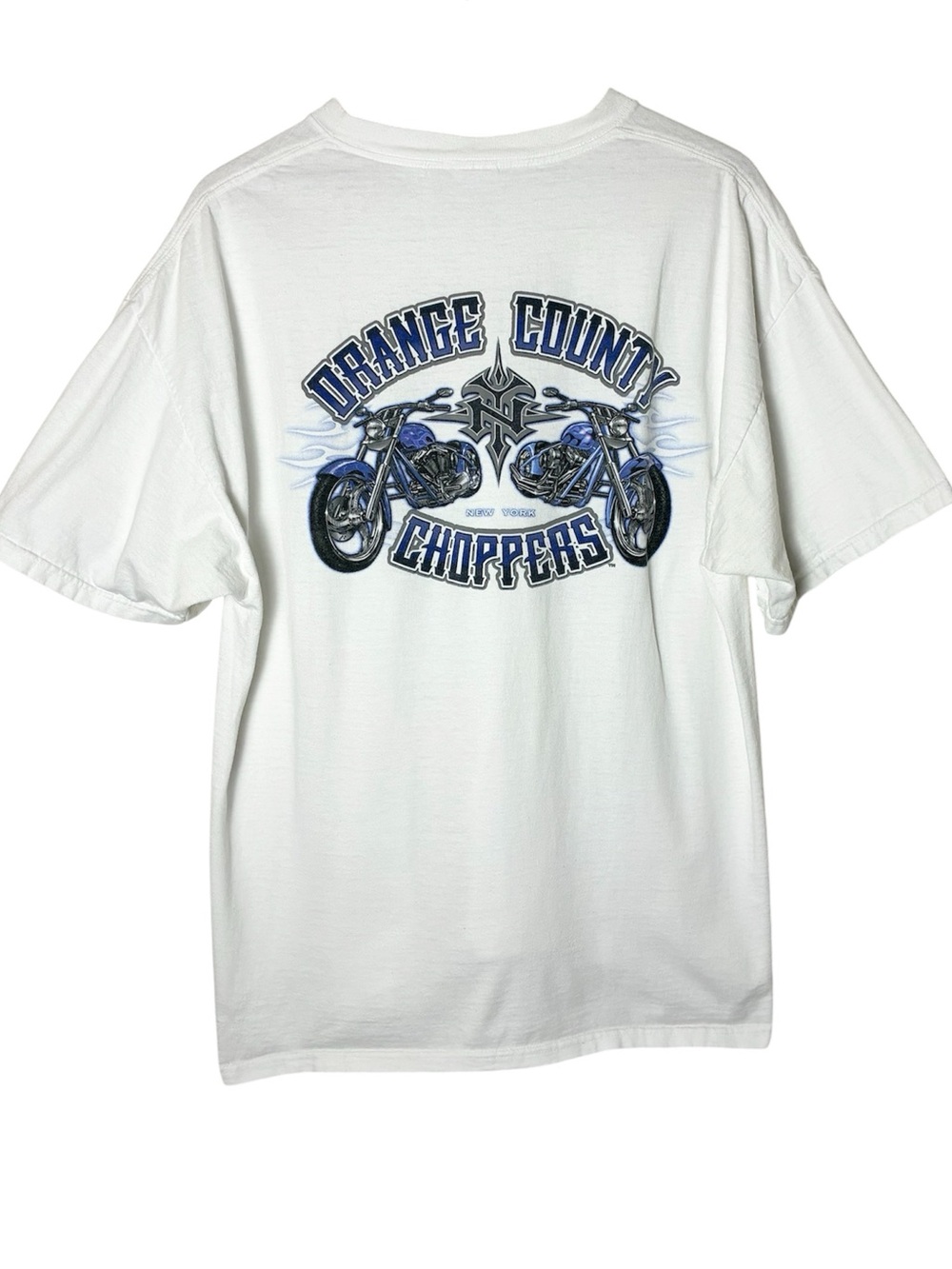 Vintage Y2K Orange County Choppers White Short Sleeve Shirt New York Motorcycles